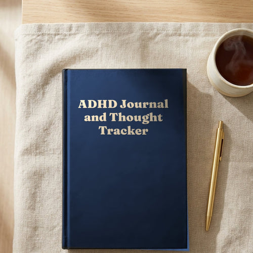 ADHD Journal and Thought Tracker — navy cover